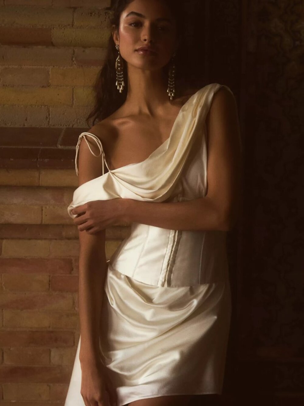 Ivory De La Vali Brulee Off-The-Shoulder Mini Dress Size 6 Bridal